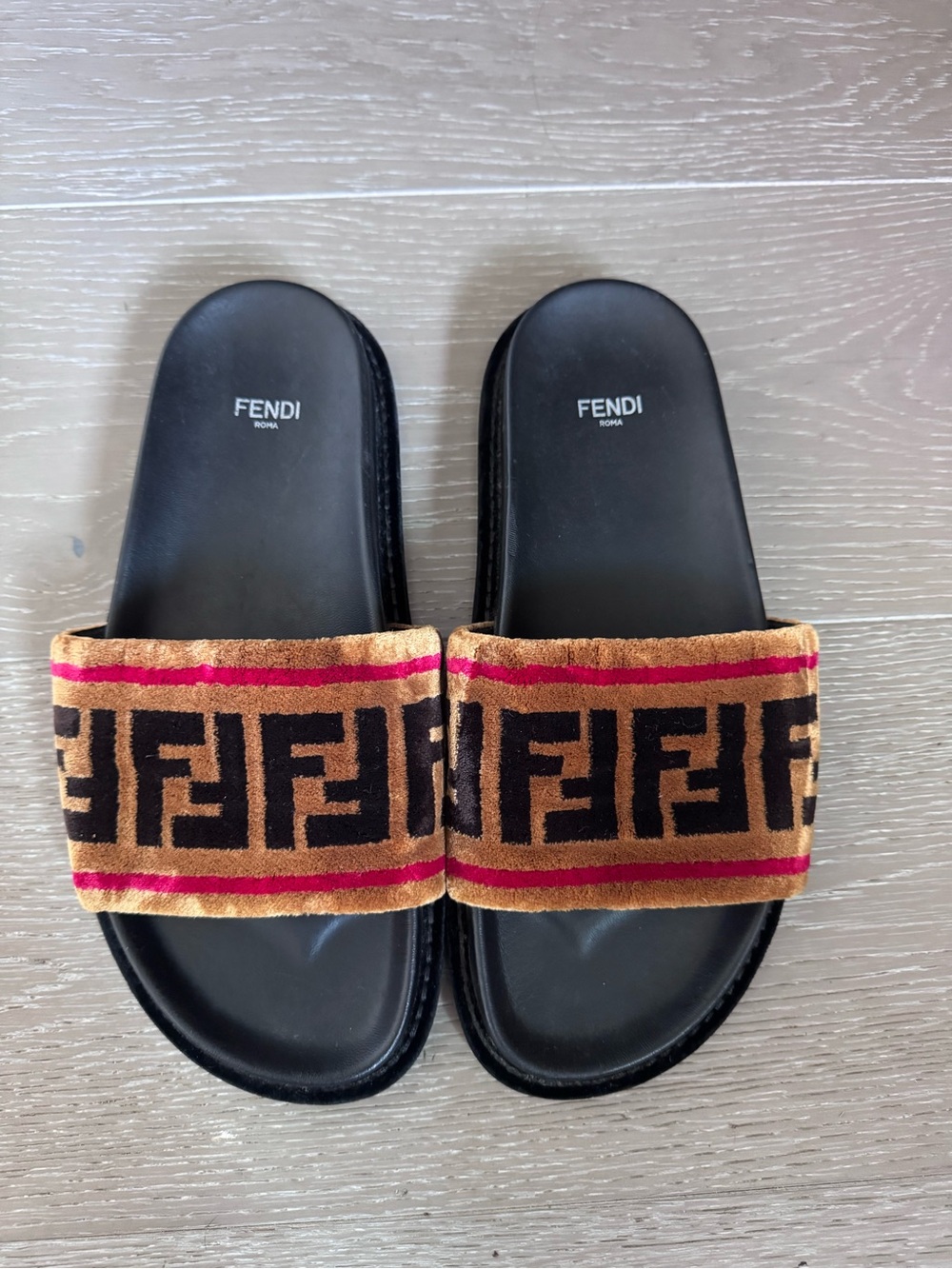 Fendi Velvet Logo Slides